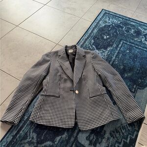 Anne Klein Black & White Houndstooth Single-Button Blazer
